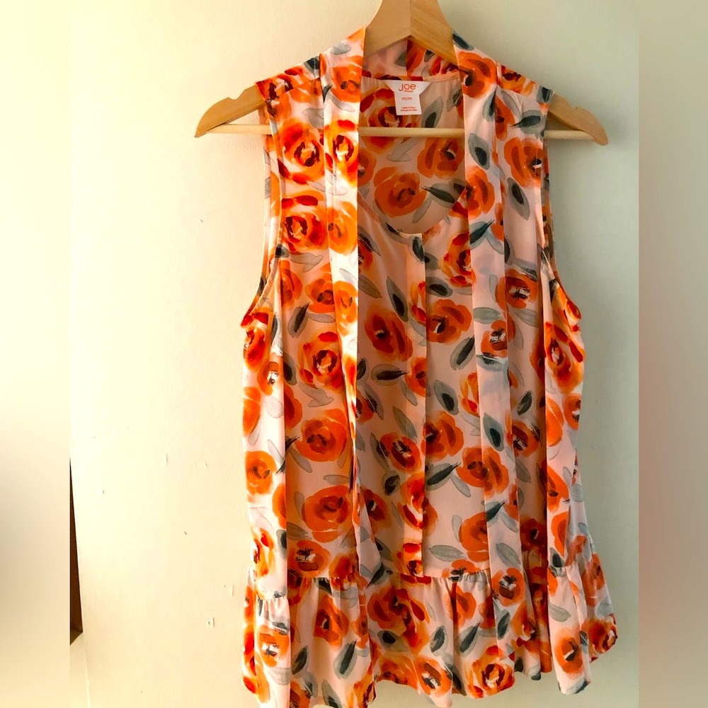 Joe Fresh 100% silk sleeveless floral blouse